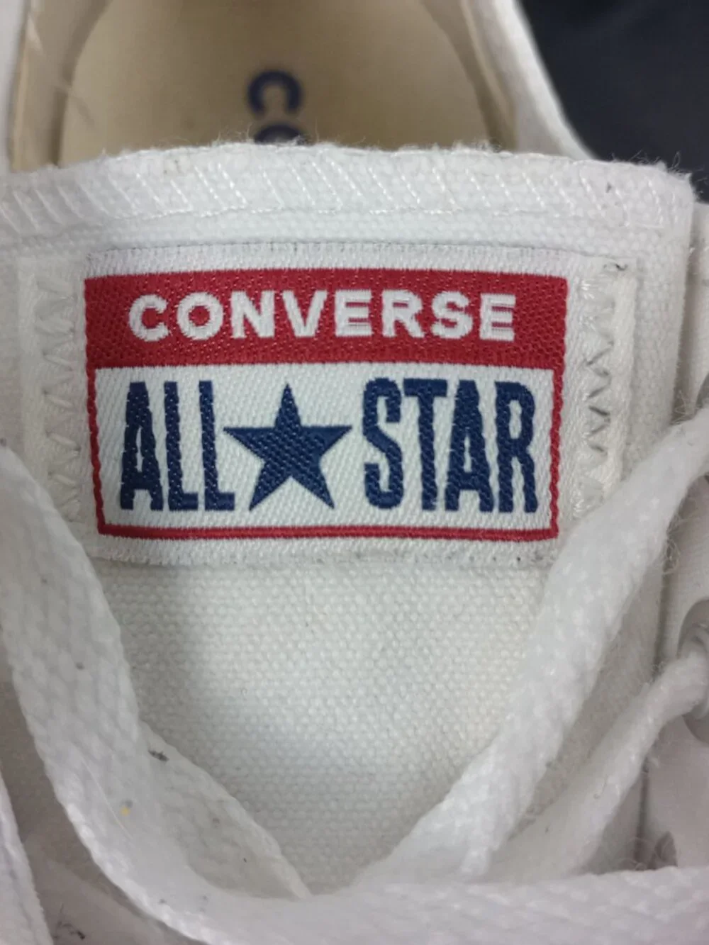 Converse All Star Mens‎ 5.5 Womens 7.5 White Blue Red Stripe Low Top Sneakers